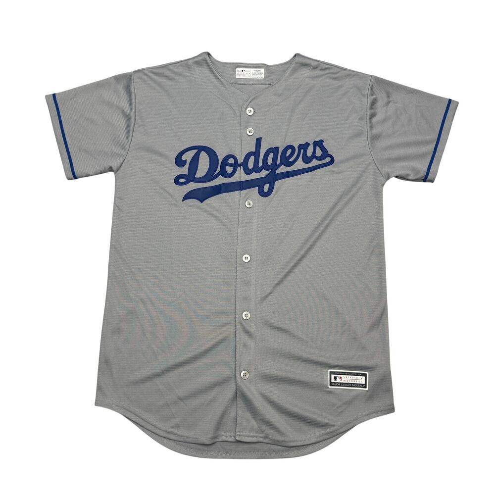 MLB Dodgers Clayton Kershaw 22 Jersey Gray Road Button Front Youth XL 18/20